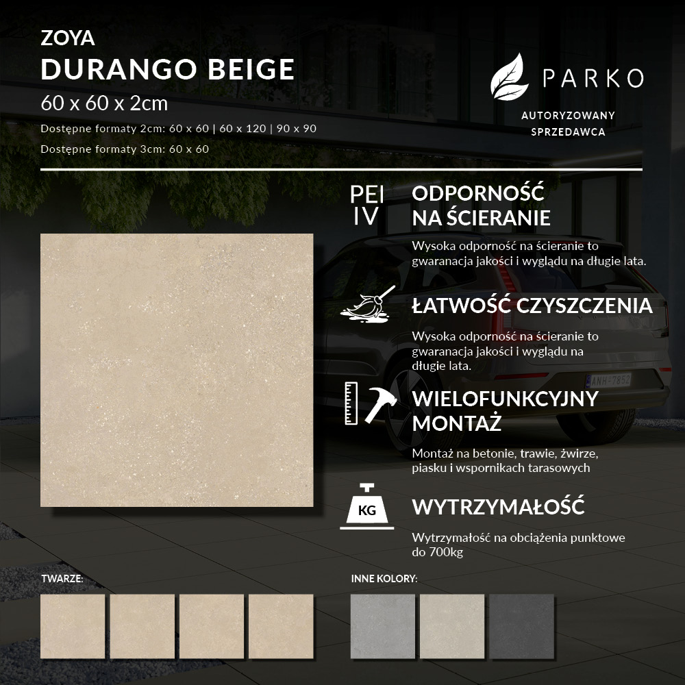 Płyta Tarasowa 2.0 Zoya Durango Beige 60X60 2cm - obrazek 4