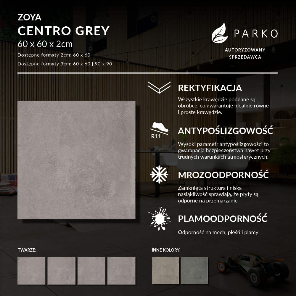 Płyta Tarasowa 2.0 Zoya Centro Grey 60X60 2cm - obrazek 3