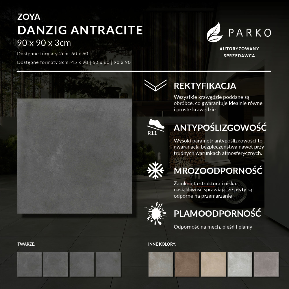 Płyta Tarasowa 3.0 Zoya Danzig Antracite 90X90 3cm - obrazek 3