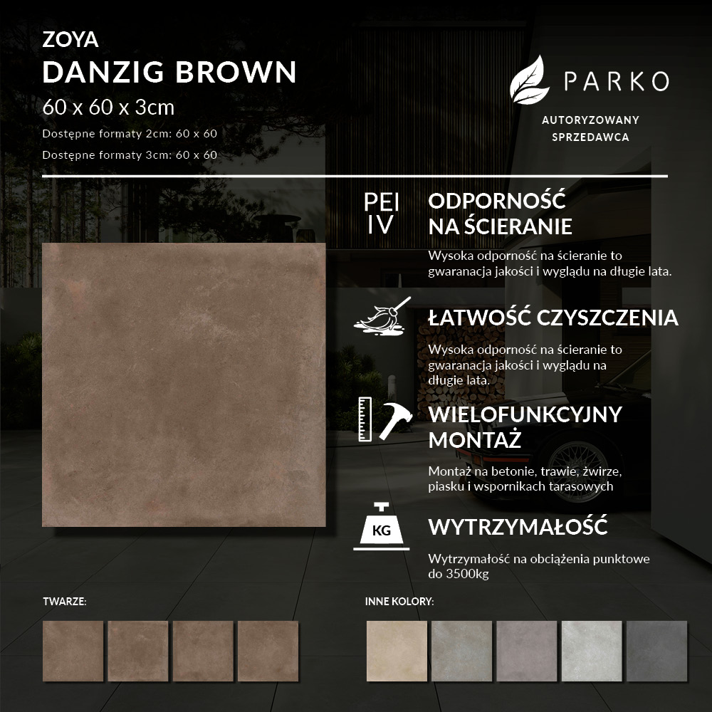 Płyta Tarasowa 3.0 Zoya Danzig Brown 60X60 3cm - obrazek 4