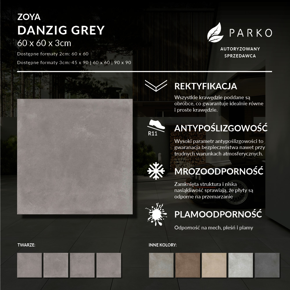 Płyta Tarasowa 3.0 Zoya Danzig Grey 60X60 3cm - obrazek 3