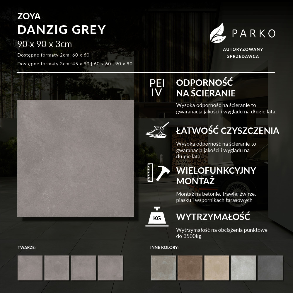 Płyta Tarasowa 3.0 Zoya Danzig Grey 90X90 3cm - obrazek 4