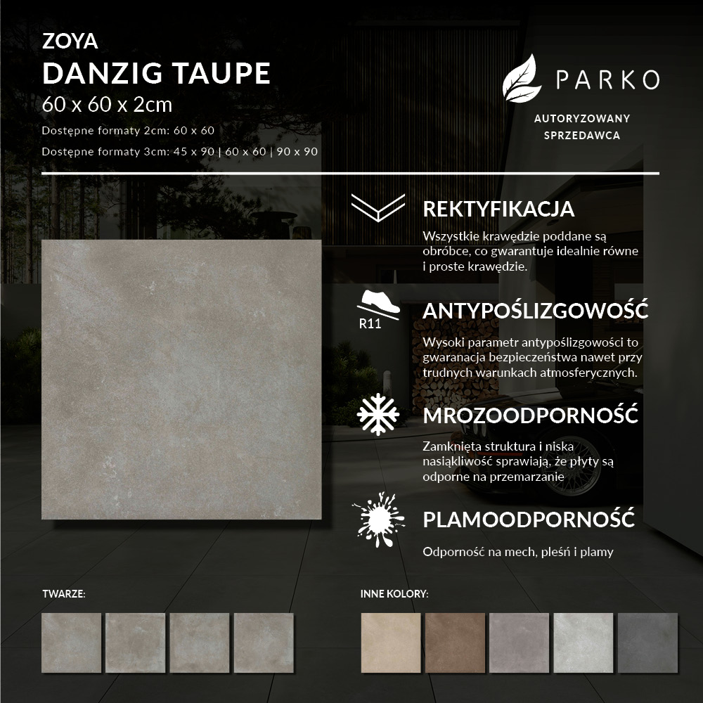 Płyta Tarasowa 2.0 Zoya Danzig Taupe 60X60 2cm - obrazek 3