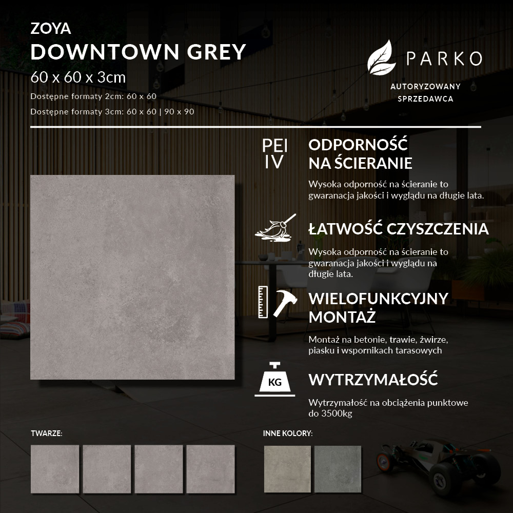 Płyta Tarasowa 3.0 Zoya Downtown Grey 60X60 3cm - obrazek 4