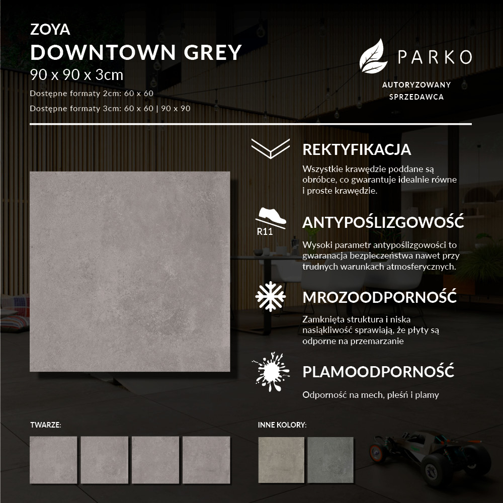 Płyta Tarasowa 3.0 Zoya Downtown Grey 90X90 3cm - obrazek 3