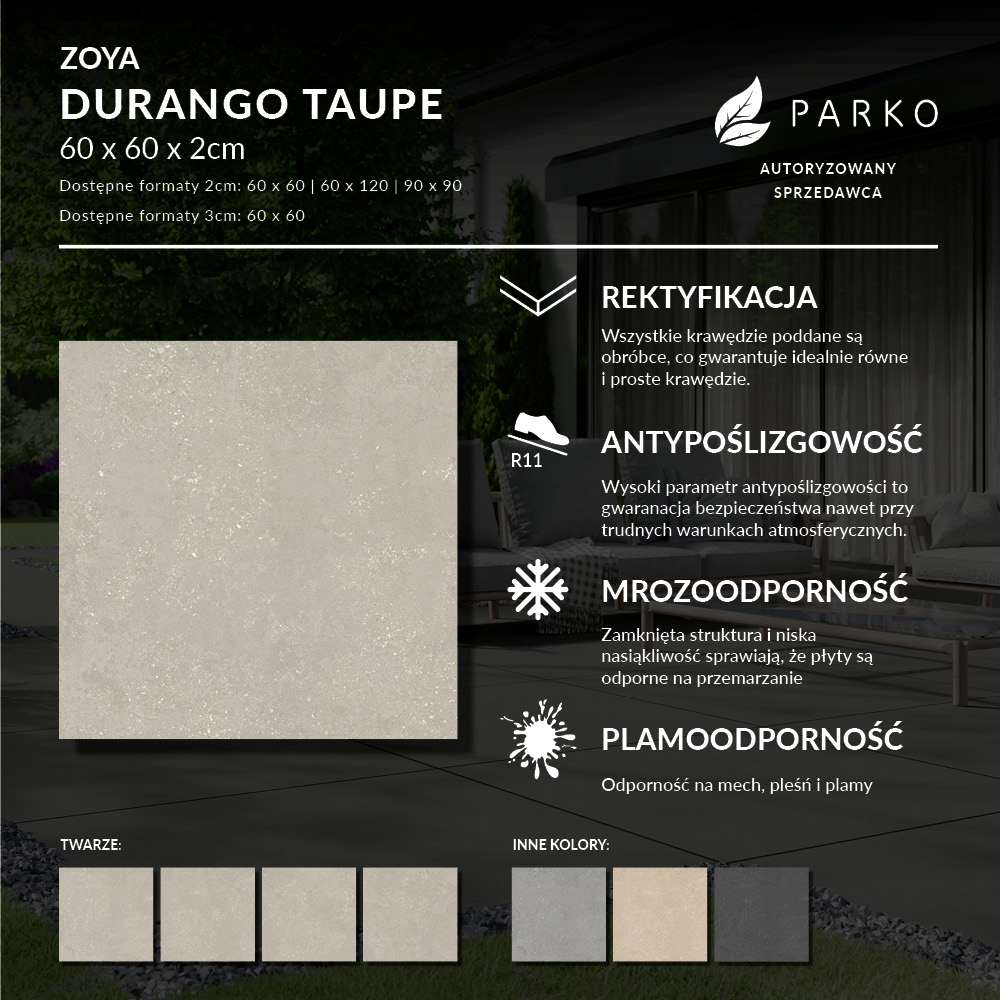 Płyta Tarasowa 2.0 Zoya Durango Taupe 60X60 2cm - obrazek 3