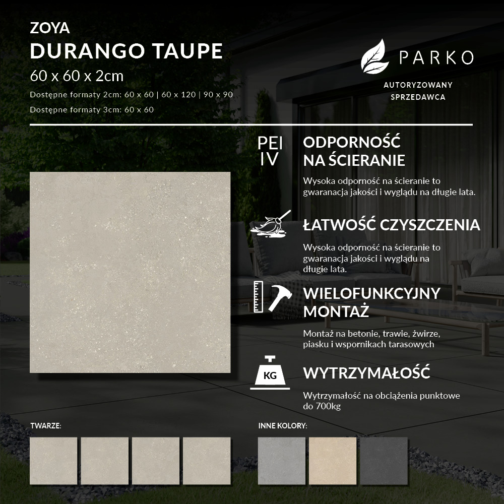 Płyta Tarasowa 2.0 Zoya Durango Taupe 60X60 2cm - obrazek 4
