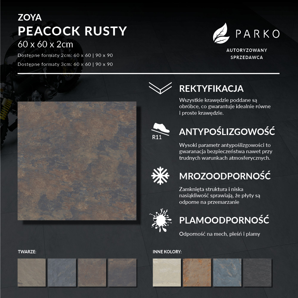 Płyta Tarasowa 2.0 Zoya Peacock Rusty 60X60 2cm - obrazek 3