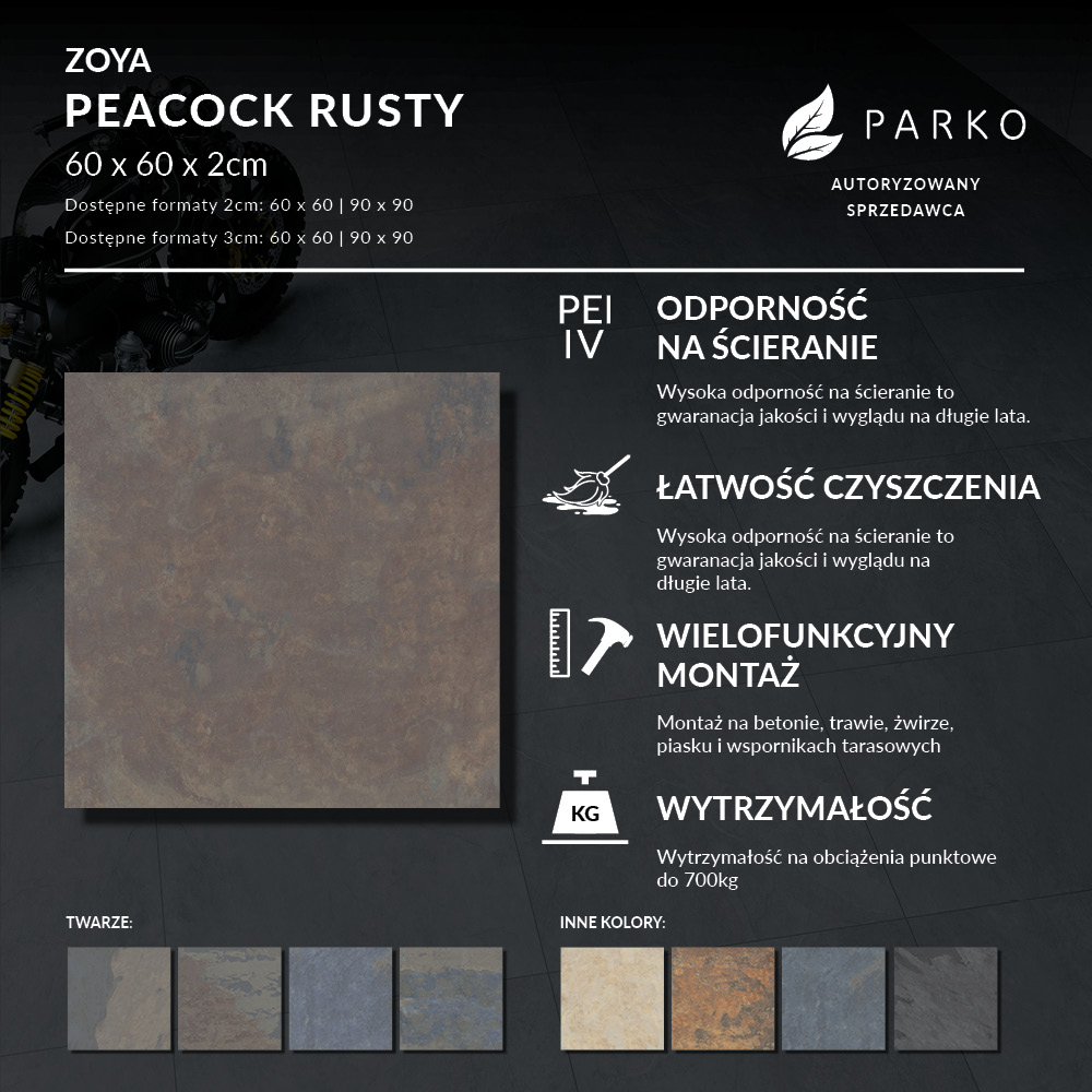 Płyta Tarasowa 2.0 Zoya Peacock Rusty 60X60 2cm - obrazek 4