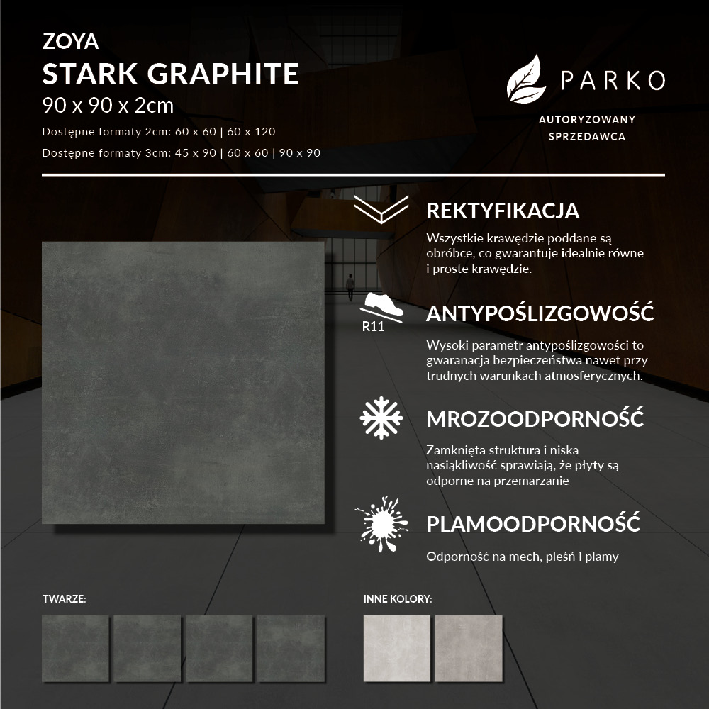 Płyta Tarasowa 2.0 Zoya Stark Graphite 90X90 2cm - obrazek 3