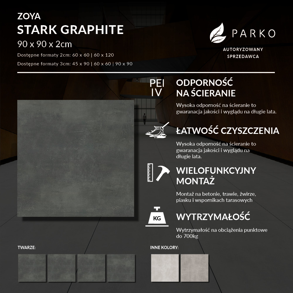 Płyta Tarasowa 2.0 Zoya Stark Graphite 90X90 2cm - obrazek 4