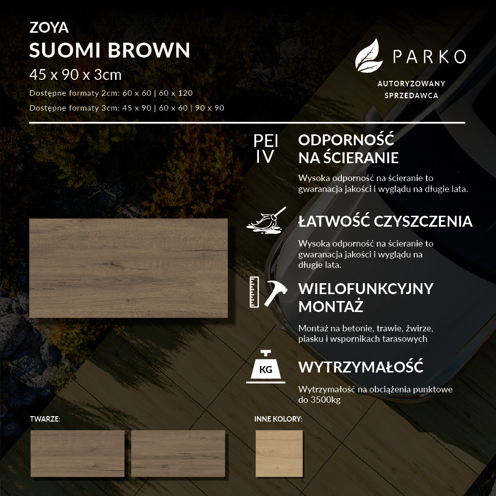 Płyta Tarasowa 3.0 Zoya Suomi Brown 45X90 3cm - obrazek 4