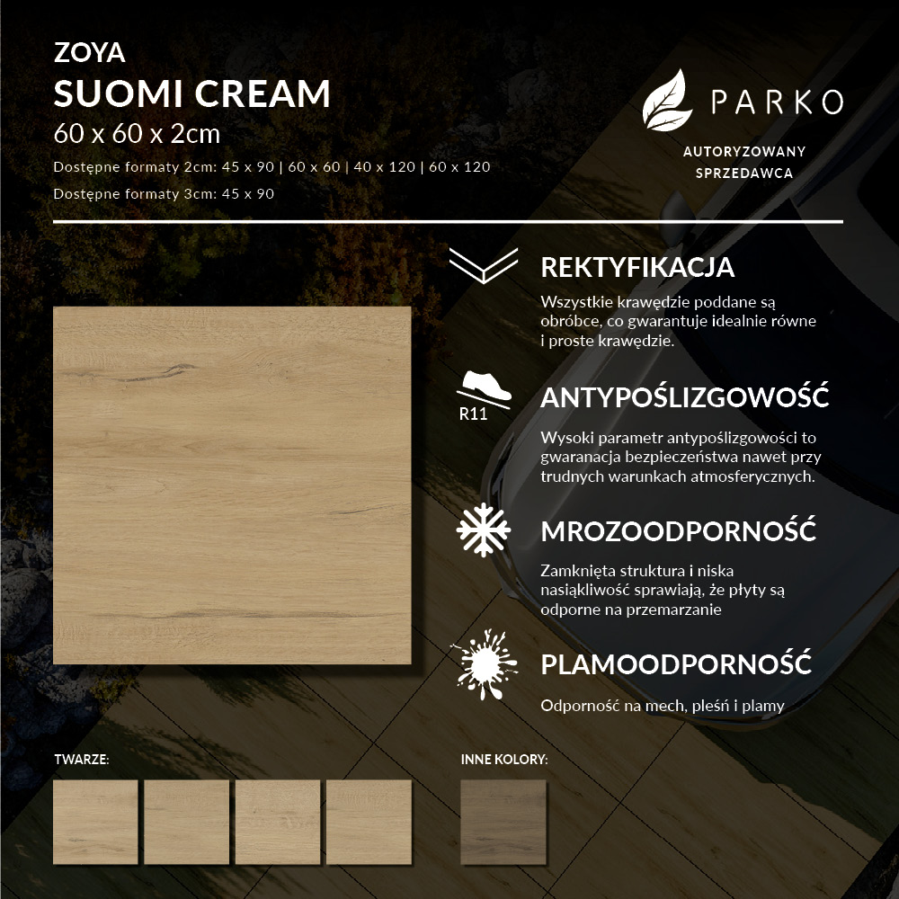 Płyta Tarasowa 2.0 Zoya Suomi Cream 60X60 2cm - obrazek 3