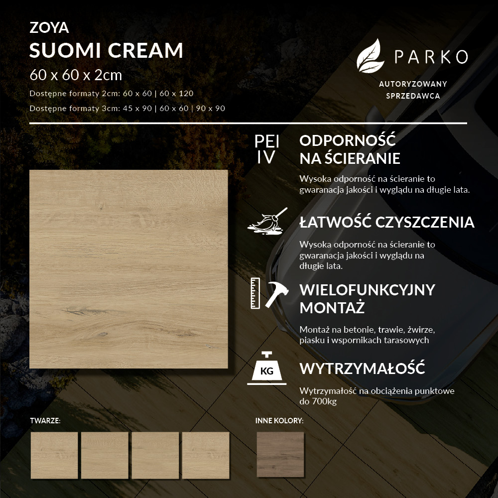 Płyta Tarasowa 2.0 Zoya Suomi Cream 60X60 2cm - obrazek 4